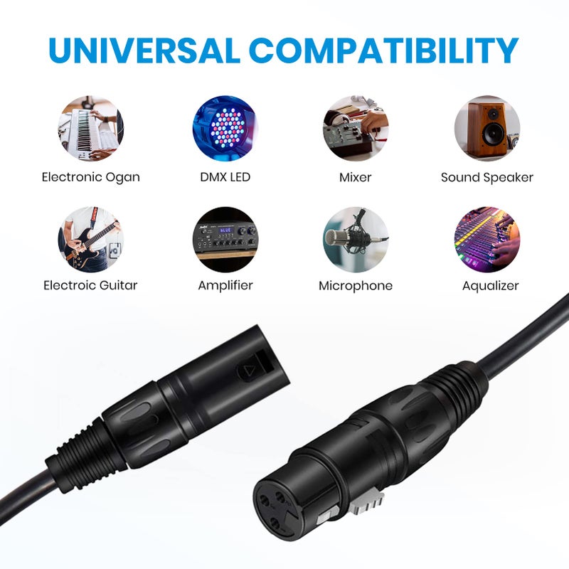 Moukey XLR Cables 50ft Microphone Cable, XLR Male to XLR Female Mic Speaker Cable, Black, 3 Pack - Image 2